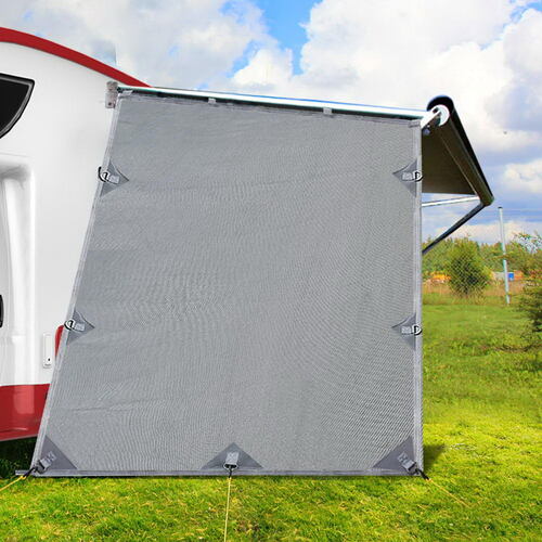 Grey Privacy Screen 1.95 x 2.2M End Wall Side Sun Shade Roll Out Awning
