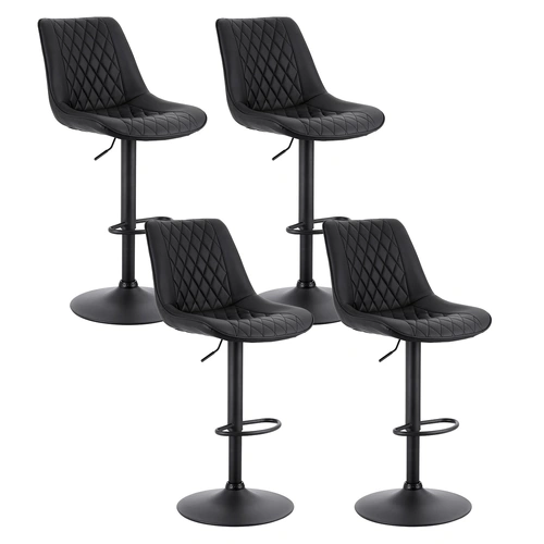 Artiss 4x Bar Stools Kitchen Swivel Gas Lift Counter Chair Diamond Leather Black