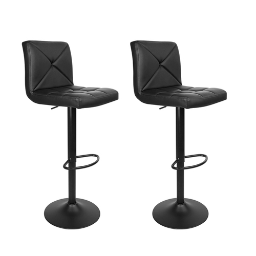 2x Bar Stools Kitchen Dining Chairs Gas Lift Stool Leather Black
