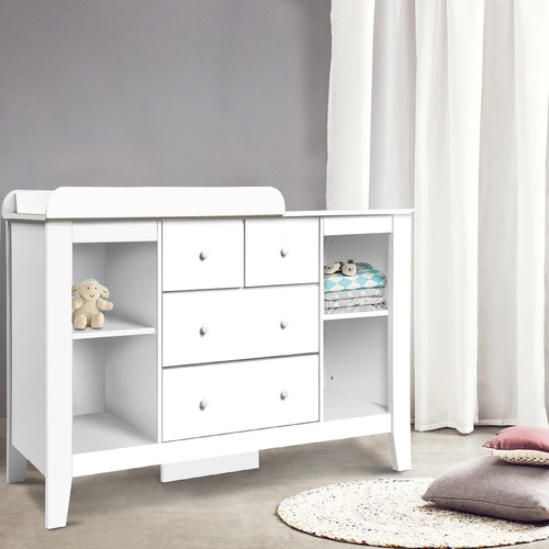 Baby Changing Table Diaper Station Drawers Chest Cabinet Nursery Furniture