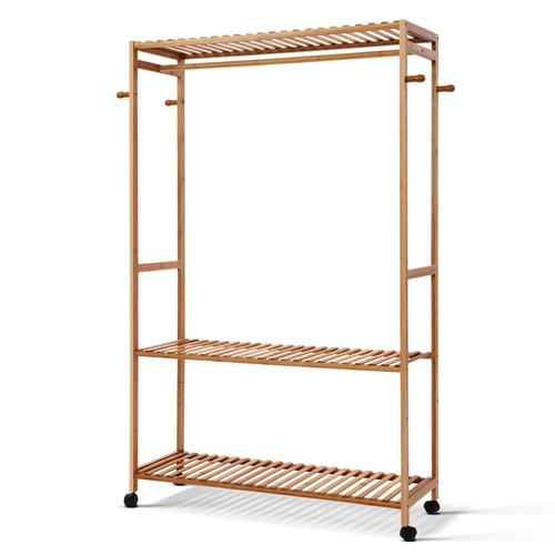 Bamboo Clothes Rack Coat Stand Garment Hanger Wardrobe Portable Airer