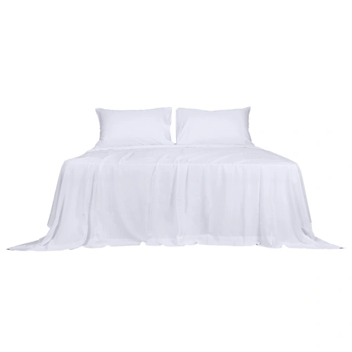  4pcs Queen Size 100% Bamboo Bed Sheet Set in White Colour