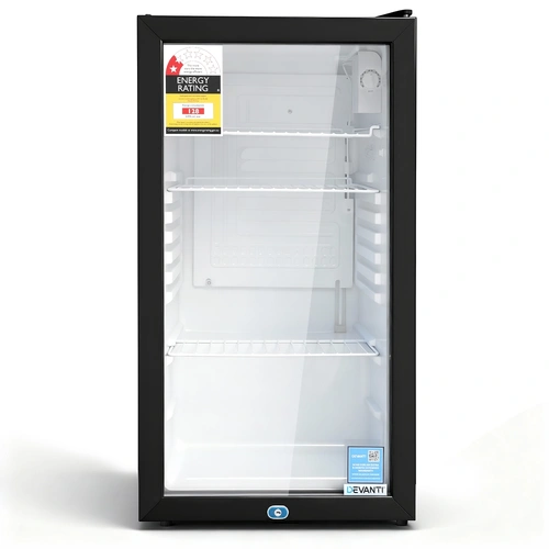Devanti 78L Bar Fridge Glass Door Mini Fridge Countertop Cooler Black