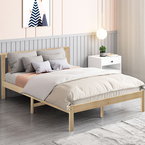 Levede Wooden Bed Frame King Single Full Size Mattress Base Timber Natural