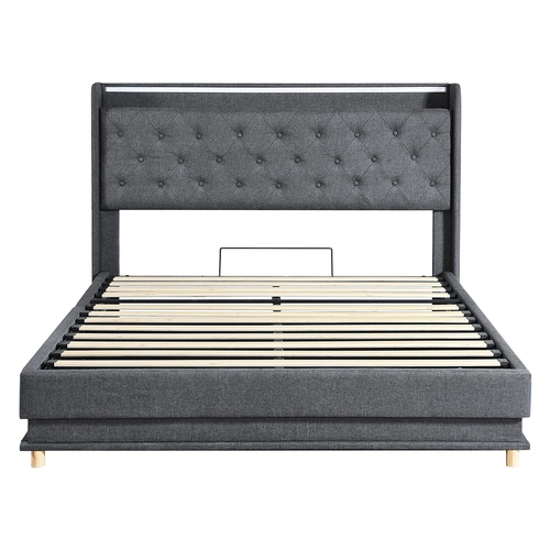 Levede Double Bed Frame Gas Lift LED Light