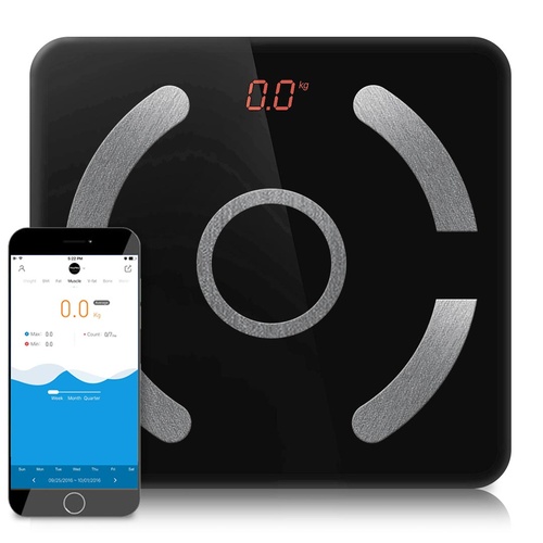 Wireless Bluetooth Digital Body Fat Scale Bathroom Health Analyser Black