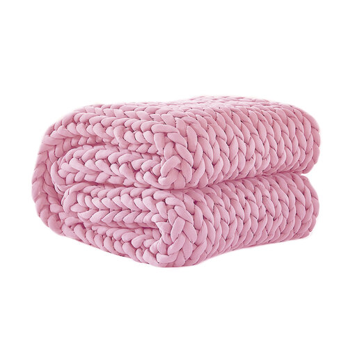 Knitted Weighted Blanket Chunky Bulky Knit Throw Blanket 9KG Pink