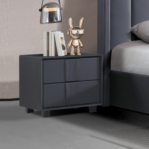 Prado Bedside Table MDF Construction Fabric Upholstery Iron Feet