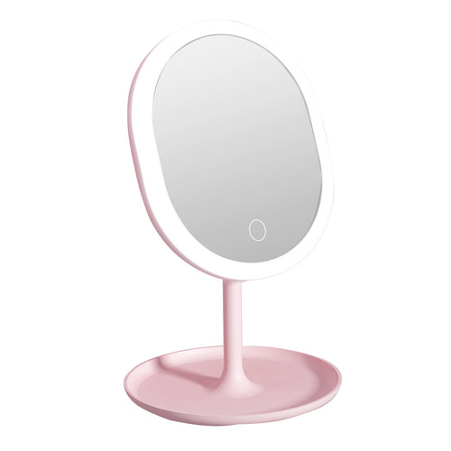 20cm Pink Rechargeable LED Light Makeup Mirror Magnification Tabletop Vanity Home Decor