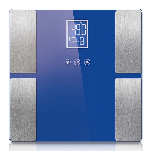 Blue Digital Body Fat Scale Bathroom Scales Weight Gym Glass Water LCD Electronic