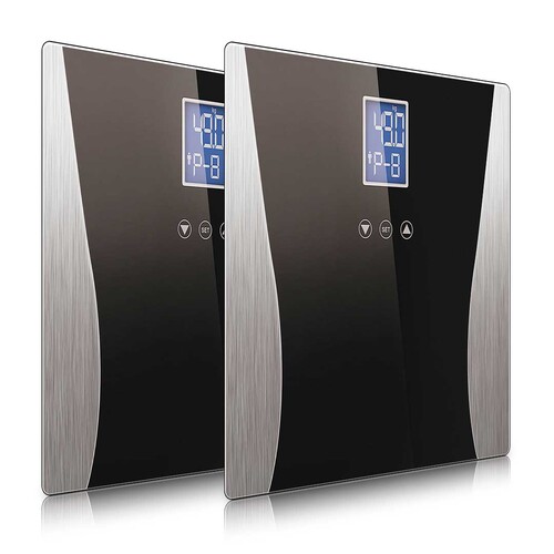 2X Digital Body Fat Scale Bathroom Weight Gym Glass Water LCD Electronic Black