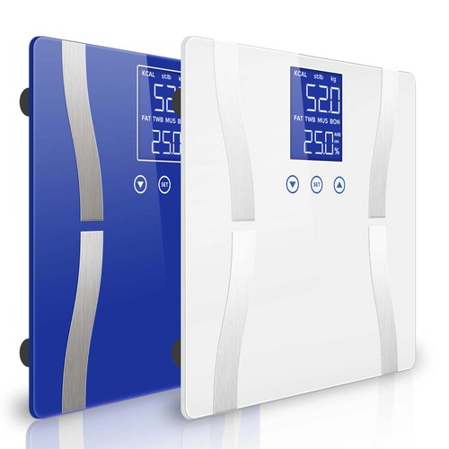 2X Digital Body Fat Scale Bathroom Scales Weight Gym Glass Water LCD Blue/White