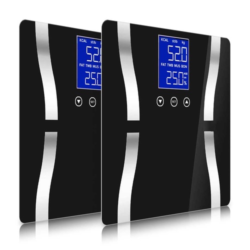2X Digital Body Fat Scale Bathroom Scales Weight Gym Glass Water LCD Electronic Black