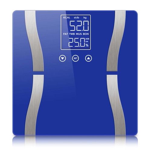 Digital Body Fat Scale Bathroom Scales Weight Gym Glass Water LCD Electronic Blue