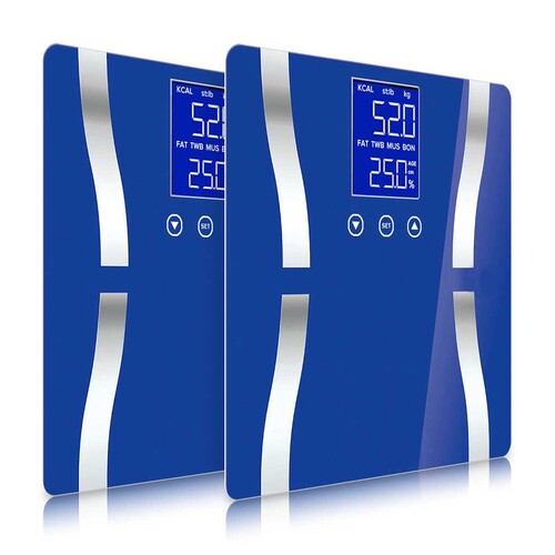 2X Digital Body Fat Scale Bathroom Scales Weight Gym Glass Water LCD Electronic Blue