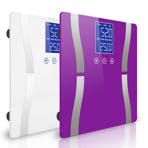 2X Digital Body Fat Scale Bathroom Scales Weight Gym Glass Water LCD Purple/White