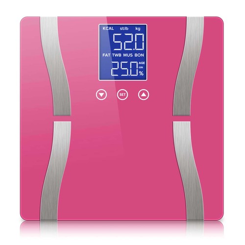 Digital Body Fat Scale Bathroom Scales Weight Gym Glass Water LCD Electronic Pink
