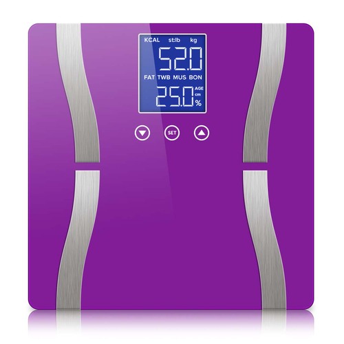 Digital Body Fat Scale Bathroom Scales Weight Gym Glass Water LCD Electronic Purple