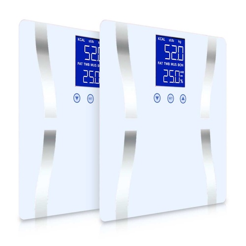 2X Digital Body Fat Scale Bathroom Scales Weight Gym Glass Water LCD Electronic White