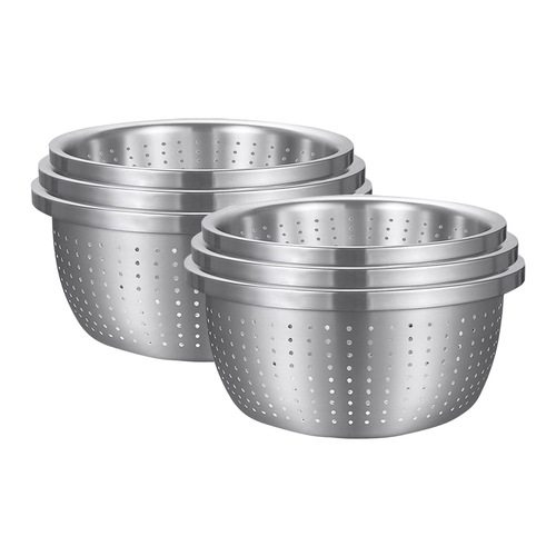 2X Stainless Steel Nesting Basin Colander Perforated Kitchen Sink Washing Bowl Metal Basket Strainer Set of 3