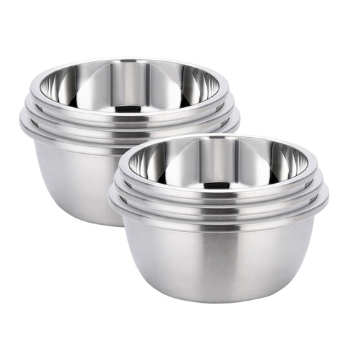 2X 3Pcs Deepen Polished Stainless Steel Stackable Baking Washing Mixing Bowls Set Food Storage Basin