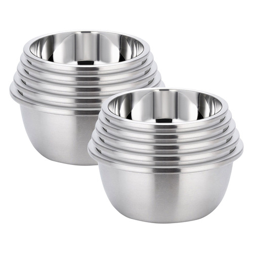 2X 5Pcs Deepen Polished Stainless Steel Stackable Baking Washing Mixing Bowls Set Food Storage Basin
