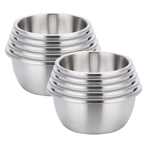 2X 5Pcs Deepen Matte Stainless Steel Stackable Baking Washing Mixing Bowls Set Food Storage Basin