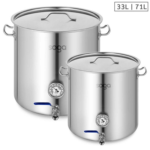 Stainless Steel Brewery Pot 33L 71L With Beer Valve 35CM 45CM