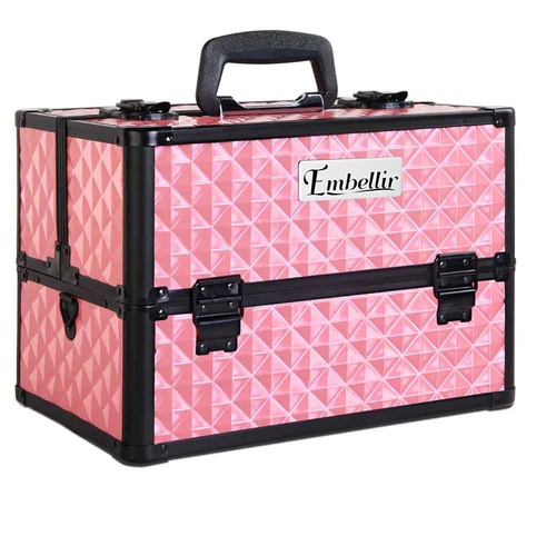 Portable Cosmetic Beauty Makeup Case - Diamond Pink
