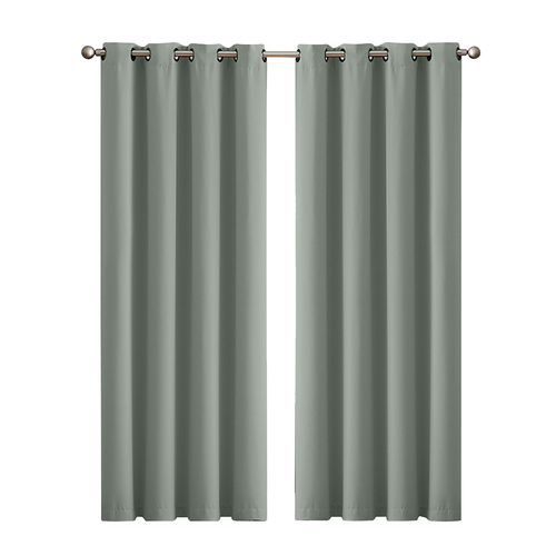 2x Blockout Curtains Panels 3 Layers Eyelet Room Darkening 140x230cm Grey
