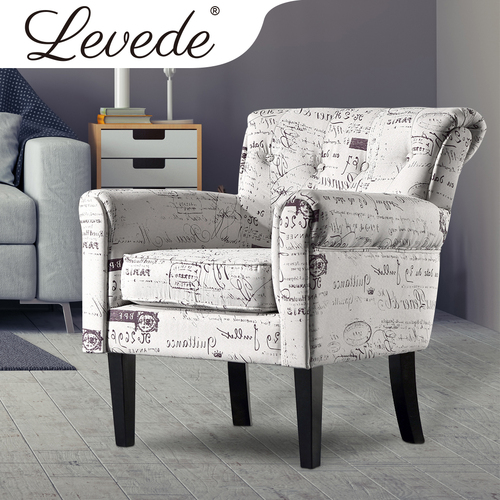 2x Levede Upholstered Armchair Dining Chairs Single Accent Sofa Padded Fabric