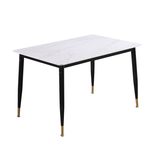 Dining Table Legs Steel Top Coffee Faux Marble Modern Industrial Metal White