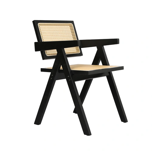  1x Black Wicker Armchair Dining Chair