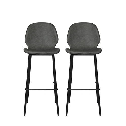  2x Bar Stool Barstools Counter Grey