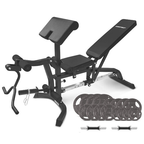 CORTEX BN-11 Exercise FID Bench + 79kg Standard Tri-Grip Weight Plate and Dumbbell Package