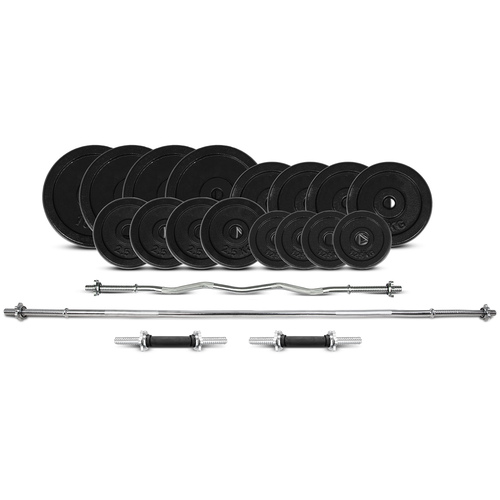 90kg Cast Iron Weight Set With Bars (Standard)