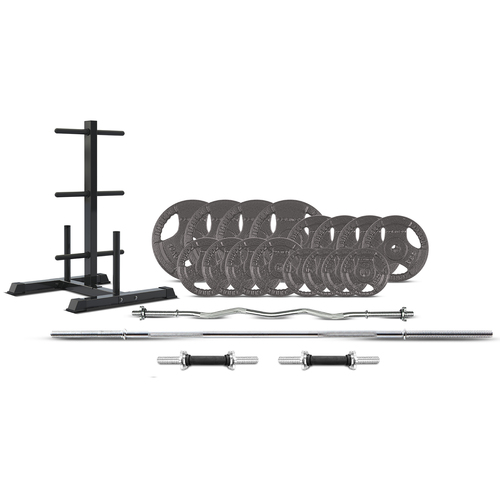 90kg Tri-Grip 25mm Standard Barbell Weight Set with Weight Tree
