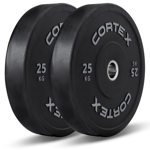 25kg Black Series V2 50mm Rubber Olympic Bumper Plate (Pair)