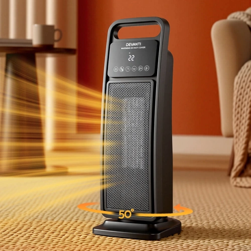 2000W Ceramic Tower Heater Space Heaters Indoor Oscillating Black