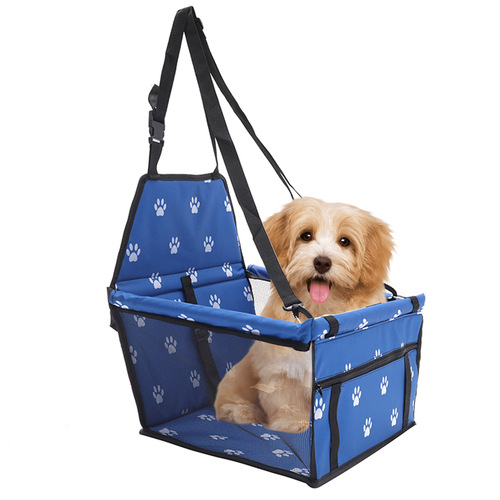 Waterproof Pet Booster Car Seat Breathable Mesh Safety Travel Portable Dog Carrier Bag Blue