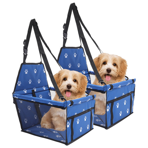 2X Waterproof Pet Booster Car Seat Breathable Mesh Safety Travel Portable Dog Carrier Bag Blue