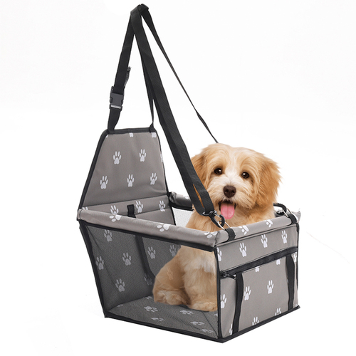 Waterproof Pet Booster Car Seat Breathable Mesh Safety Travel Portable Dog Carrier Bag Grey