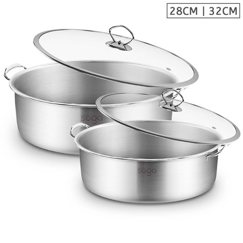 Stainless Steel 28cm 32cm Casserole With Lid Induction Cookware