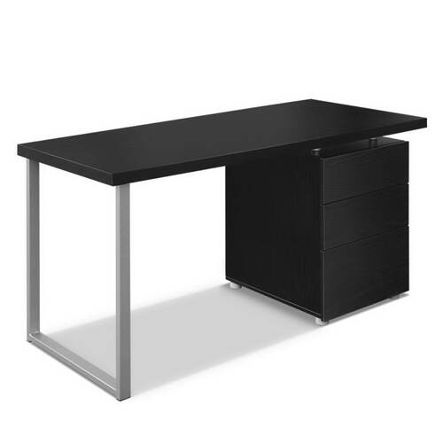 Metal Desk with 3 Drawers - Black