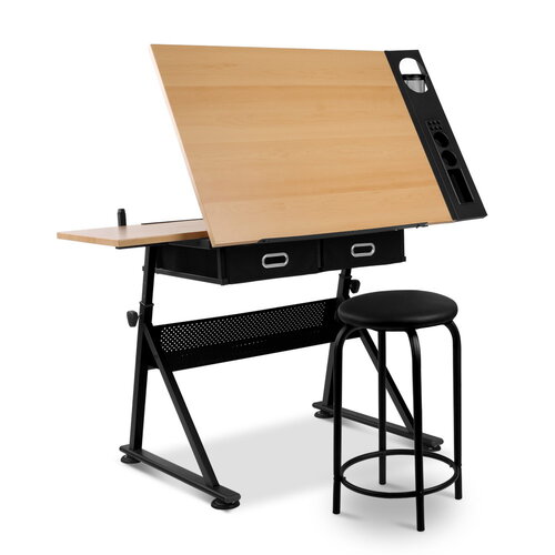 Tilt Drafting Table Stool Set - Natural & Black
