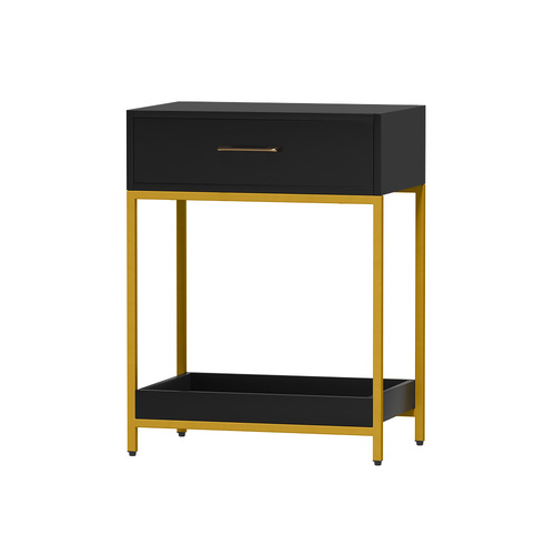 Bedside Table Drawers Side Table Shelf Bedroom Furniture Nightstand Black