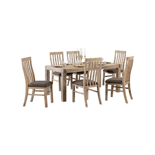 9 Pieces Dining Suite 210cm Large Size Dining Table & 8X Chairs with Solid Acacia Wooden Base in Oak Colour