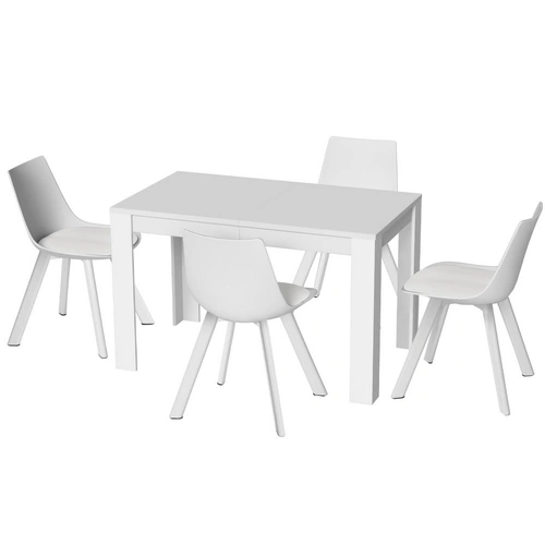 1 Artiss Dining Table and 4 Chairs Set Rectangle White