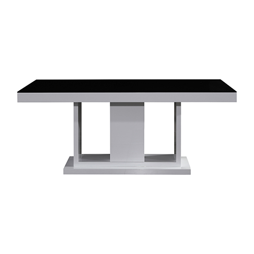 Dining Table in Rectangular Shape High Glossy MDF Wooden Base Combination of Black & White Colour