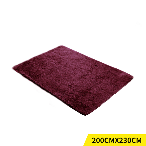 Designer Soft Shag Shaggy Floor Confetti Rug Carpet Decor 200x230cm Burgundy